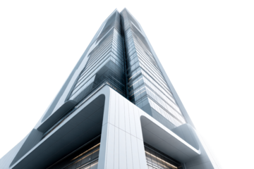 Modern architectural marvel reaching towards the sky in urban setting