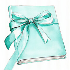 Watercolor Gift Book with Bow – Elegant Celebration Illustration, perfect for book lovers, graduation visuals, Christmas gifting, or celebratory card designs