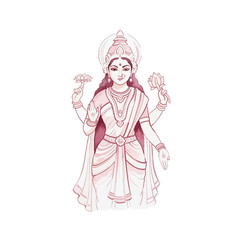 Watercolour Illustration of Goddess Lakshmi/Laxmi Transparent PNG Background