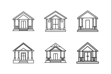 front porch line art vector illustration