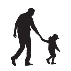 Happy fathers day with dad and children silhouette