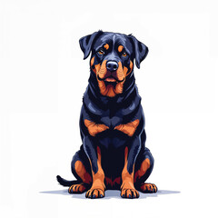 Fototapeta premium Adorable Cartoon Rottweiler Puppy Vector Illustration
