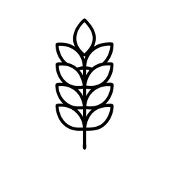 Simple black line art of a plant leaf illustration  