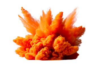 Bright orange explosion cloud against a transparent background