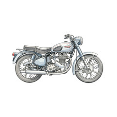 Watercolour Illustration of a motorbike on Transparent PNG Background