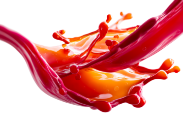 Vibrant paint splash on a transparent background