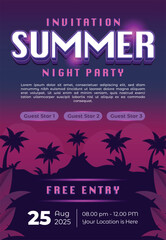 Obraz premium Summer Night Party Invitation gradient flyer