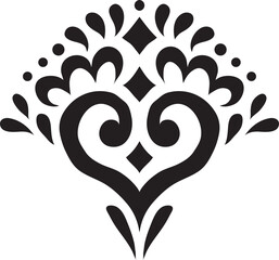 Artistic hand drawn ethnic vector print. Symmetric Moroccan decorative element for printing on T-Shirt, mug or other souvenir. Boho style decoration. Black silhouette pattern on white background.