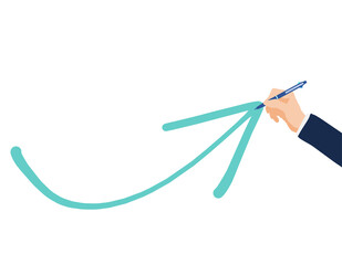矢印を書くビジネスマンのグラフィック素材イラスト
