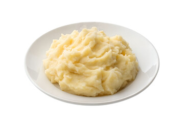 Creamy mashed potatoes on a white plate, a comfort food classic transparent background Generative AI