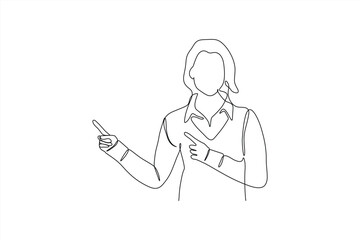 singel line drawing business woman strong and confident young females leadership and unique business idea one line art vector illustration 