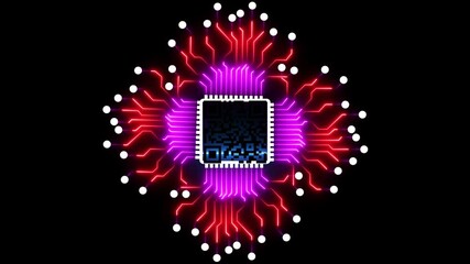 Abstract animated circuit board with qr code in a technology and digital theme - Powered by Adobe