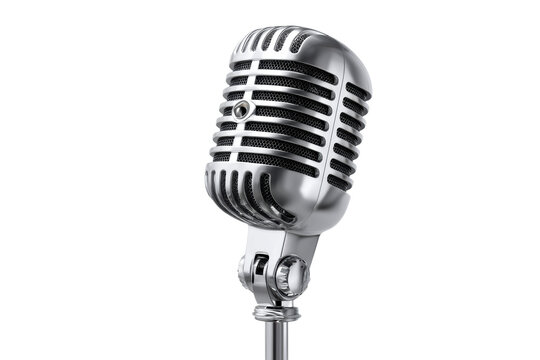 Vintage microphone on transparent background for music projects
