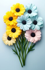 Fototapeta premium Assorted flowers featured on a white background, 