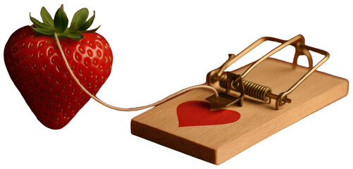 Strawberry and Heart-Shaped Mousetrap Trap, transparent background png