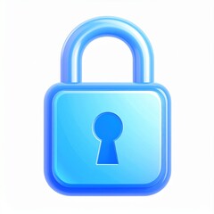 Blue Glossy Padlock Icon Digital Security