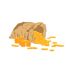 vector illustration of spilled money bag