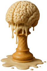 Melting Brain on Cone Base, transparent background png