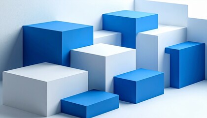 Fototapeta premium Abstract Blue and White Cubes Arrangement