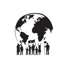 World Population Day Silhouette Vector Illustration, Solid White Background.
