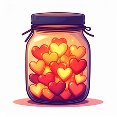 Glowing Hearts in a Glass Jar