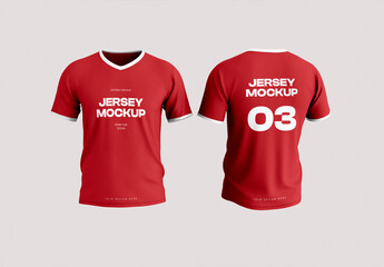 Red Sports Jersey Mockup with Front and Back View