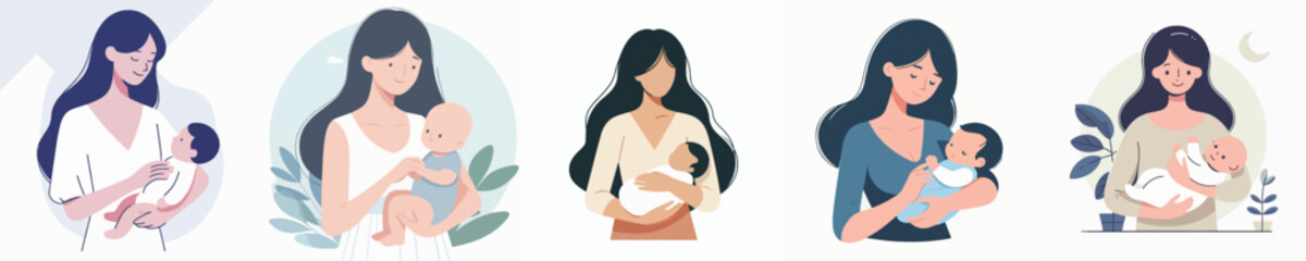 vector of a woman holding a baby