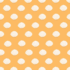 Sea shells seamless fabric design pattern with yellow background II