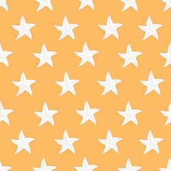 Sea shells seamless fabric design pattern with yellow backround.eps