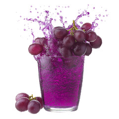 Vibrant splash of grape juice isolated on white background