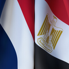 Waving Flags Of France And Egypt