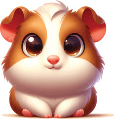 Adorable Cartoon Guinea Pig Vector Illustration in Kawaii Style