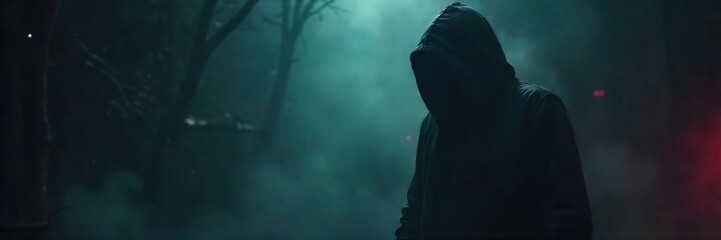 A shadowy figure shrouded in darkness, embodying temptation and moral transgression The image suggests hidden desires and the allure of the forbidden , corruption, forbidden, darkness