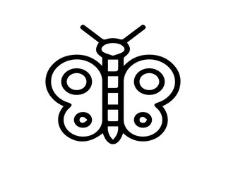 The image shows a simple line illustration of a butterfly