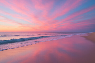 Fototapeta premium A pink sunset over a Florida beach.