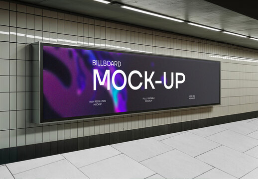Subway Advertising Display Billboard Mockup