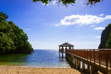 Sunny day on a tropical island. Portrait. Bil-At Point, Ferrol, Romblon, Philippines