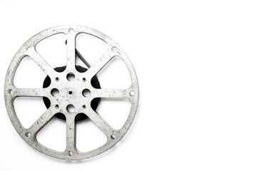Obraz premium Old movie film reel on white background