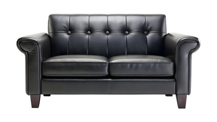 Elegant Black Single Sofa PNG Isolated on Transparent Background