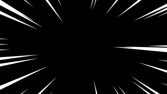 White speed lines isolated on a green screen. Manga, anime-style comic speed lines with alpha channel. Fast motion effect, anime super velocity visualization, manga comic book animation.