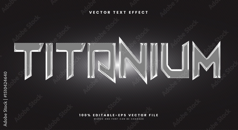 Aufkleber titanium 3d editable text effect template suitable for chrome style