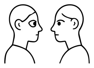 Minimalist Illustration: Two People Facing Each Other in Profile View