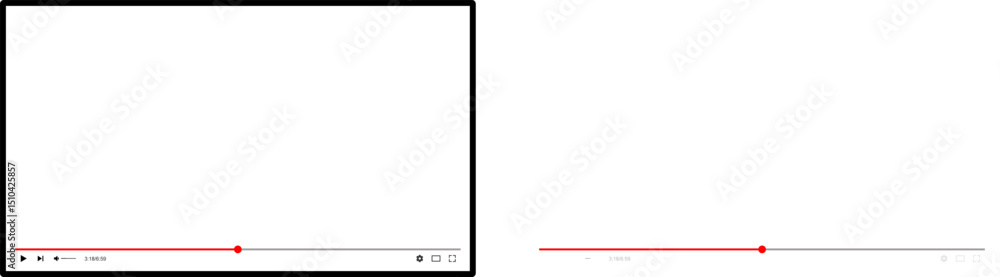 Aufkleber vector illustration of a video player interface with play button, progress bar, timecode, and settin