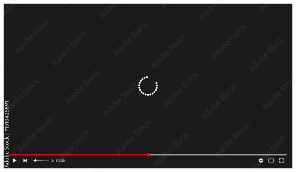 Aufkleber video player with a loading animation on dark background and red progress bar. perfect for streaming