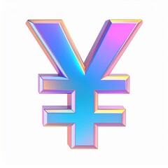 Obraz premium Holographic Yen Symbol 3D Render