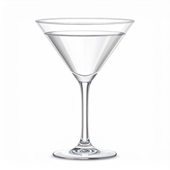Empty Martini Glass on White Background