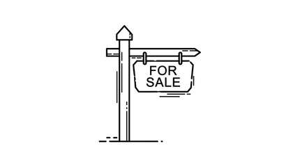 Fototapeta premium For sale sign on a wooden post