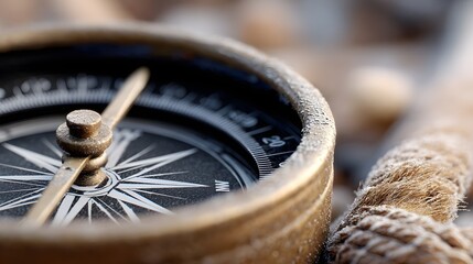 Fototapeta premium Antique compass with a weathered, nostalgic vibe