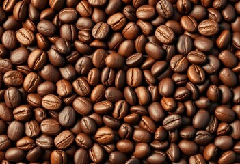 Obraz premium Roasted coffee beans background, vector illustration of coffee bean icon, robusta, energy