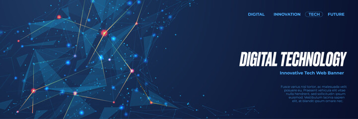 Abstract futuristic technology plexus background. Modern background design. gradient color. Technology concept. Suit for poster, cover, banner, brochure, website. Vector horizontal illustration.